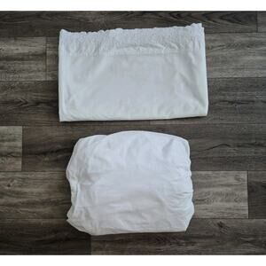 Simply Shabby Chic 100% Cotton Queen Fitted & Flat Sheet Set of 2 Cottage